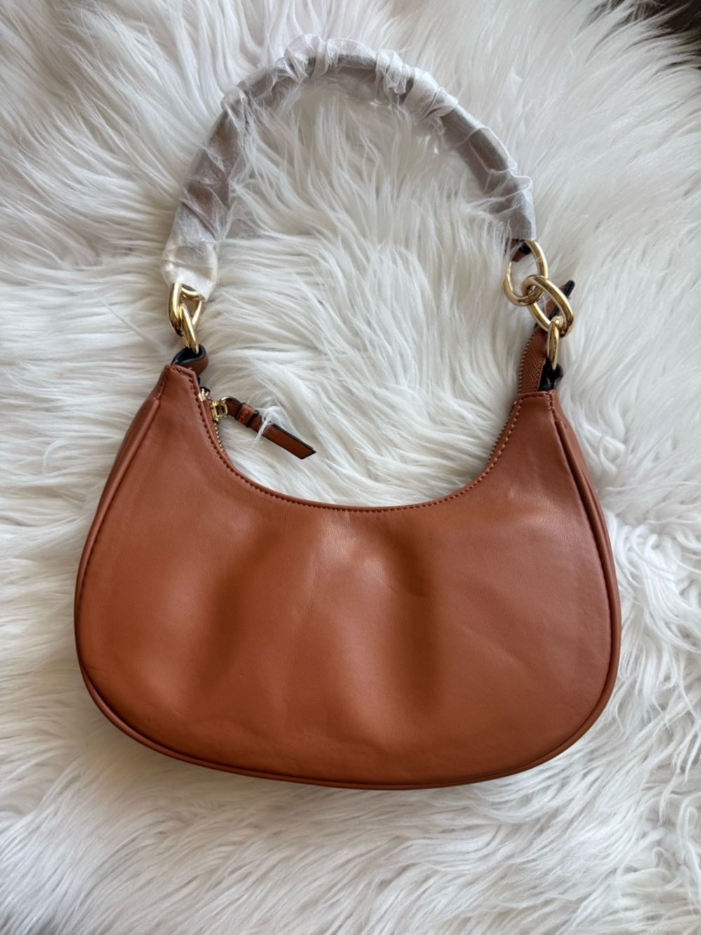 Forever 21 Brown Crescent Shoulder Bag with Gold Hardware